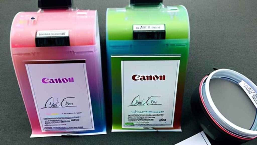 Two Canon light colored Ink cartridges representing the query: Is printing on black paper with light colored ink possible ? How to print white ink on black paper with light colored ink?