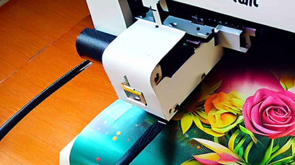 An Leather bag or piece fitted into Digital pritning machine or DTG machine representing the query: How to print on Leather with digital printing machine? Or Is digital printing on leather possible ?