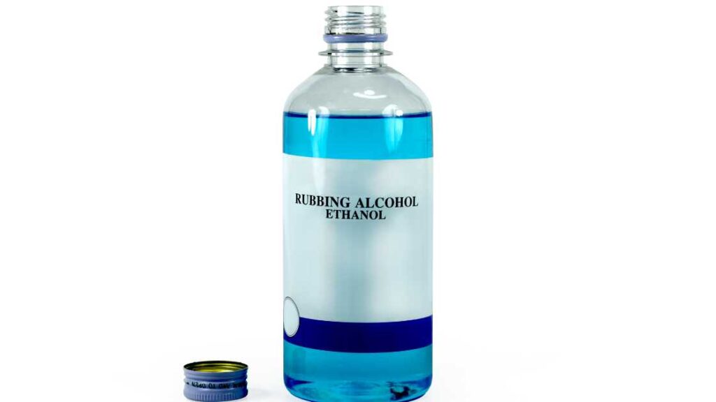 A bottle of rubbing alcohol representing the query : How to remove sublimation ink from shirt Or How to remove sublimation ink from tumbler ?