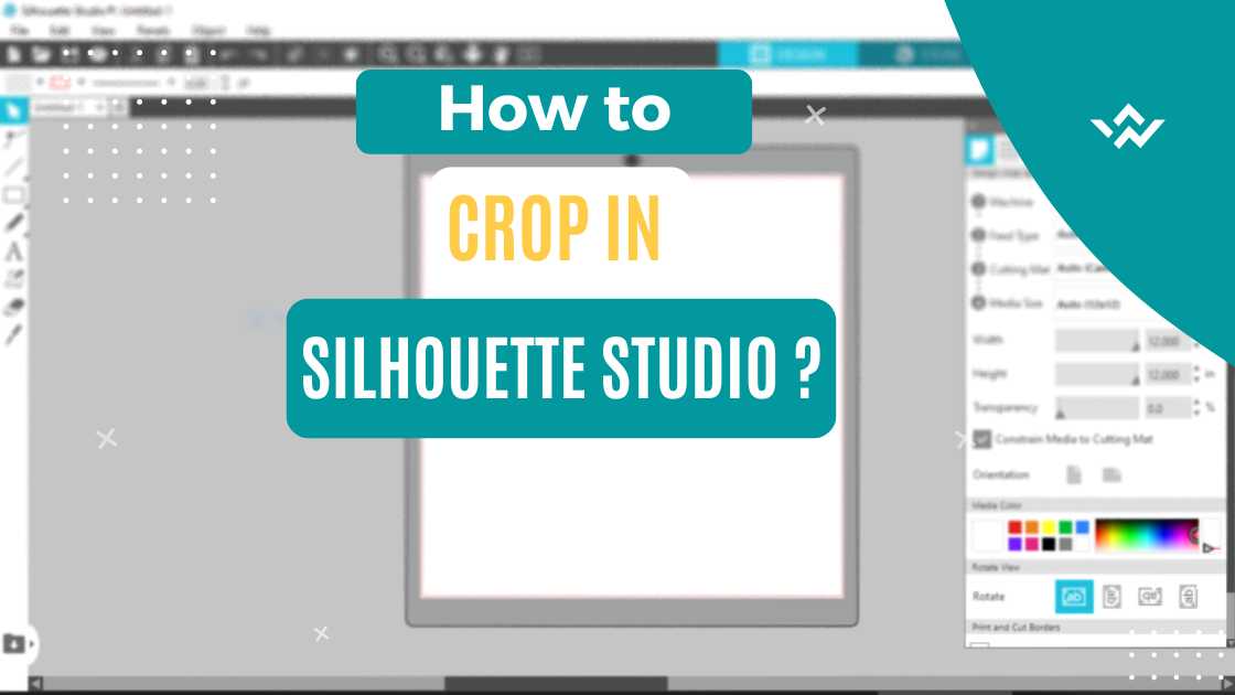 An illustration of the silhouette studio program interface with the text written in front: How to crop in silhouette studio