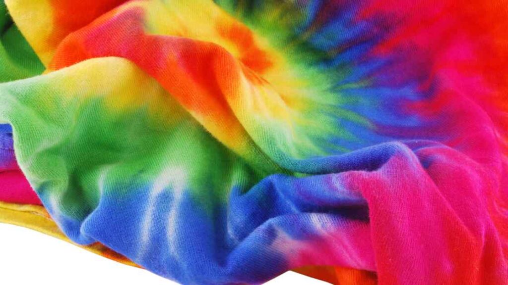 An tie dyed cotton polyester fabric representing the query: Can you wash multiple tie dye shirts together ? Or Can i wash multiple tie dye shirts together ?