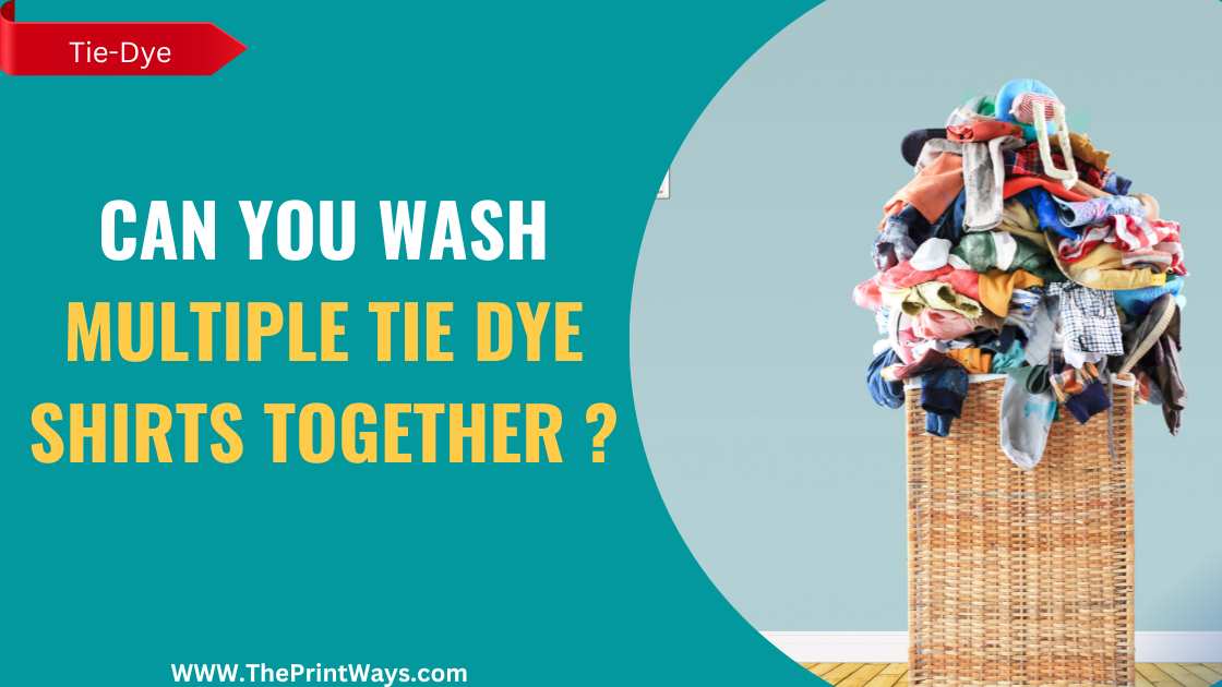 An illustration of a laundry basked full of dirty clothes representing the query: Can you wash multiple tie dye shirts together ? Or Can i wash multiple tie dye shirts together ?