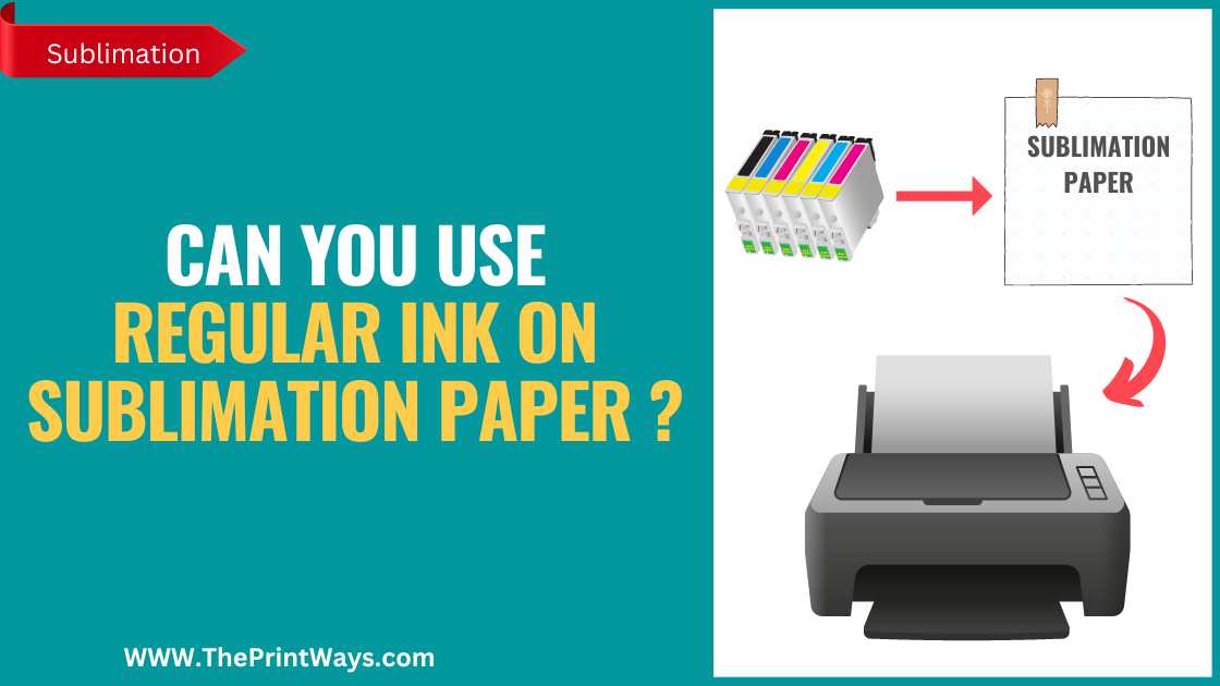 An illustration of using regular ink on sublimation paper representing the queries: Can you use regular ink on sublimation paper ? Or Can i use regular ink on sublimation paper ? Or Can you use regular ink for sublimation ? Or Can you sublimate with regular ink ? Or Can you use inkjet ink on sublimation paper ? Do you need sublimation ink for sublimation paper ?